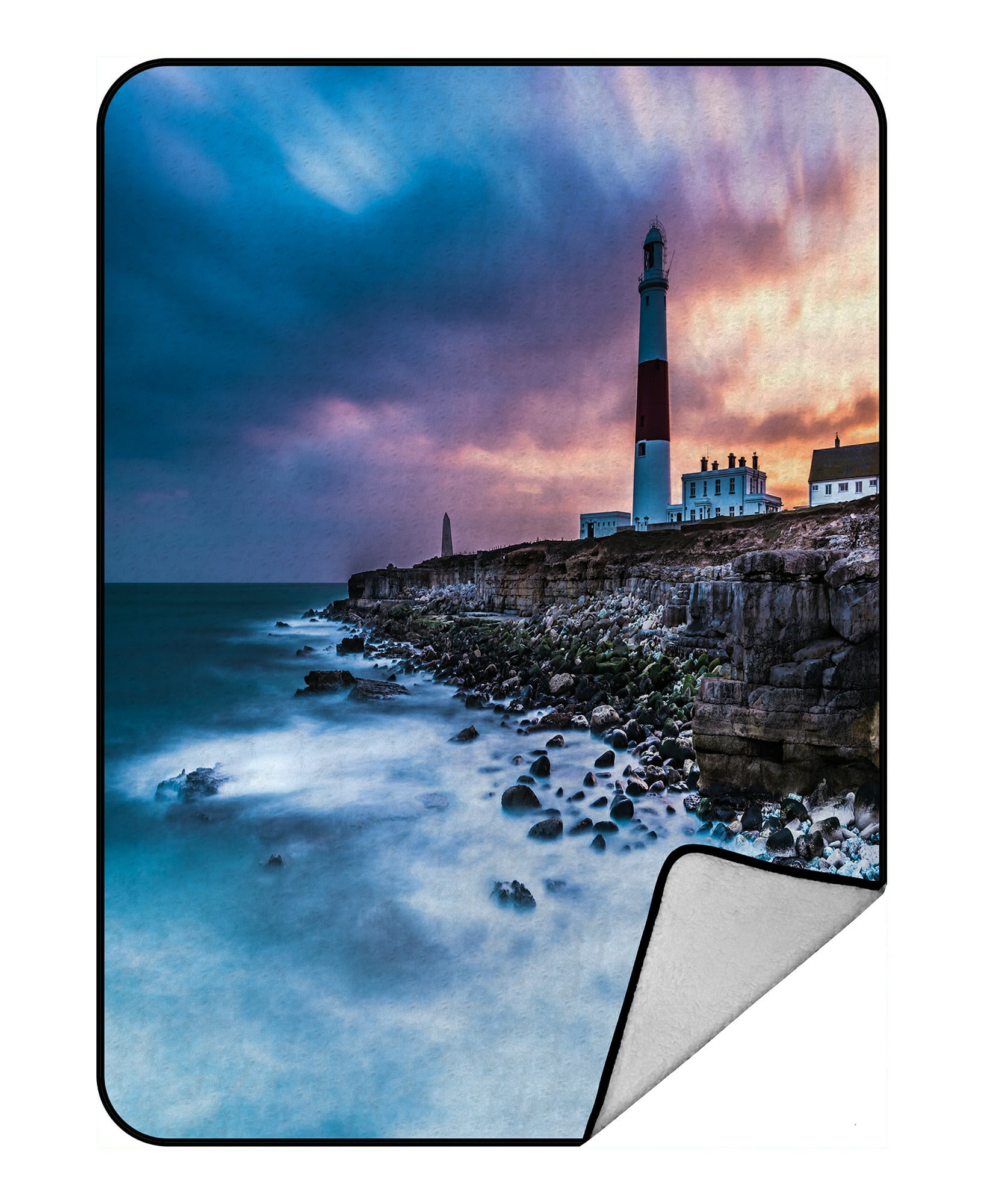 ECZJNT Time lapse dramatic sunset Portland Bill lighthouse rocky shore