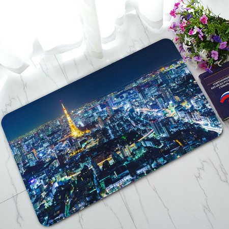 ECZJNT Tokyo skyline at night Doormat Bath Mat Rug Entrance Rug Floor Mats 30x18 Inch