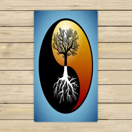 ECZJNT Tree Roots Silhouette In Modified Yin Yang Symbol Beach Bath Towels Shower Towel For Home Outdoor Travel 16x28 Inch