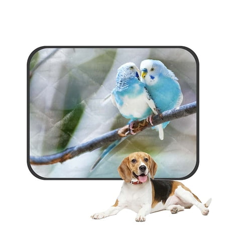 ECZJNT Two Blue Parakeets Perched In A Tree Pet Dog Cat Bed Pee Pads Mat Cushion Potty Dogs Blankets Crate Bed Kennel 25x30 inch