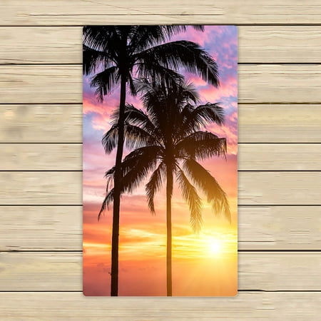 ECZJNT Two Palms And Beautiful Sunset Beach Bath Towels Shower Towel For Home Outdoor Travel 16x28 Inch