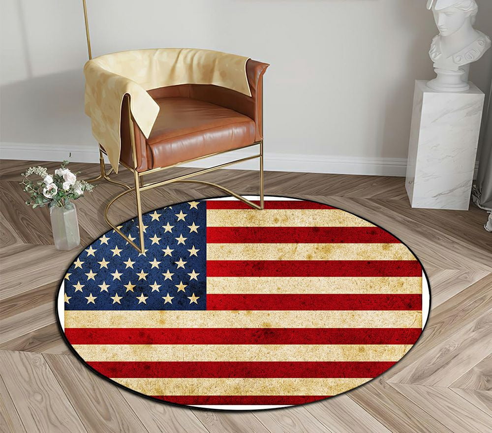 ECZJNT Usa Flag Round Area Rugs Diameter 6 x 6ft Floor Carpet Mat for ...