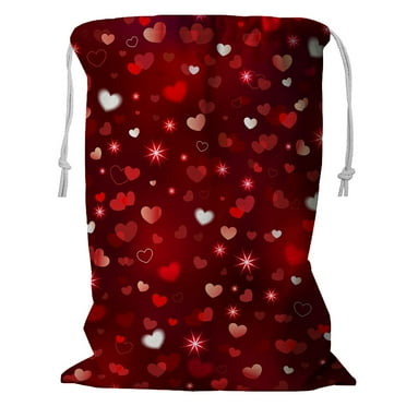 ECZJNT Valentines Sparkling Storage Basket Laundry Bag with Drawstring 18x24 Inch