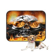ECZJNT Very Scary Flaming Skull Concept Of Horror Pet Dog Cat Bed Pee Pads Mat Cushion Potty Dogs Blankets Crate Bed Kennel 20x24 inch