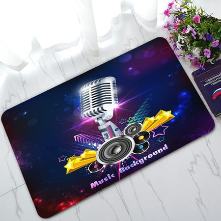 ECZJNT Vintage Microphone on musical background Welcome Doormat Bath Mat Rug Entrance Rug Floor Mats 30x18 inch