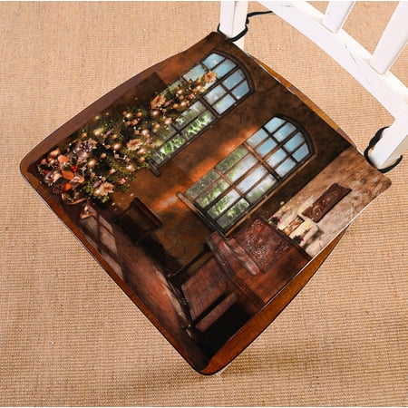 ECZJNT Vintage Room Piano Christmas Tree Candles Ornaments seat pad chair pads seat cushion 16x16 Inch