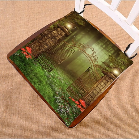 ECZJNT Vintage gate lamps meadow spring flowers seat pad chair pads seat cushion 18x18 Inch