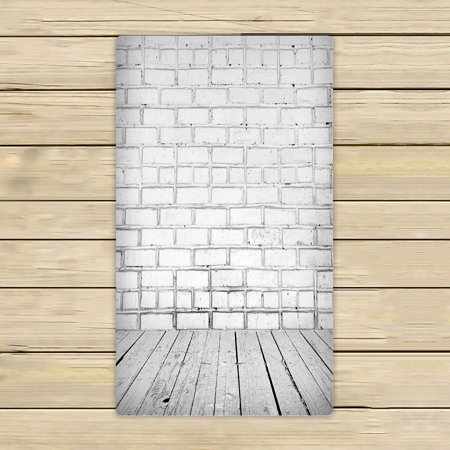 ECZJNT Vintage white brick wall and old wooden floor Beach Bath Towels Shower Towel For Home Outdoor Travel 16x28 Inch