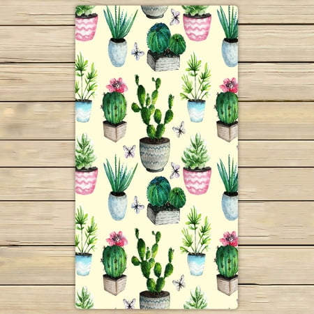 ECZJNT Watercolor Cactus Succulent Vintage Cactus Beach Bath Towels Shower Towel For Home Outdoor Travel 30x56 Inch