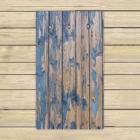 ECZJNT Weathered Wooden Wall Old Blue Paint Beach Bath Towels Shower Towel For Home Outdoor Travel 16x28 Inch