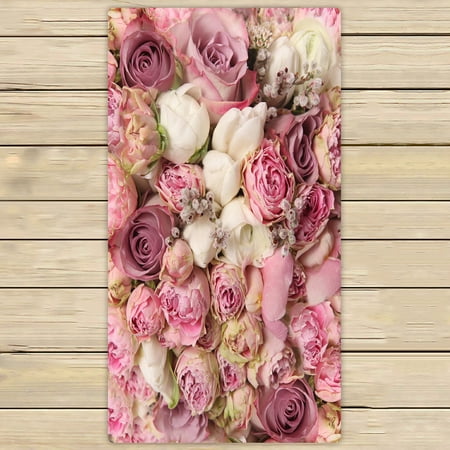 ECZJNT Wedding Bouquet Rose Bush Ranunculus Asiaticus Beach Bath Towels Shower Towel For Home Outdoor Travel 30x56 Inch