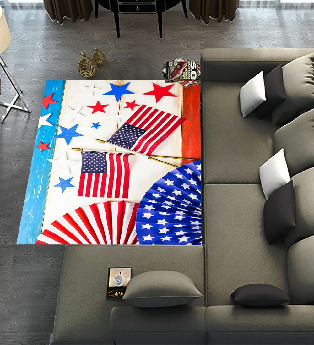 ECZJNT White Blue Red Decorations To Celebrate July 4Th Area Rugs 2 x ...