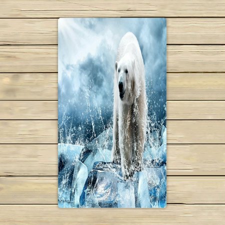 ECZJNT White Polar Bear Hunter on the Ice in water drops Beach Bath Towels Shower Towel For Home Outdoor Travel 16x28 Inch