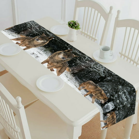 ECZJNT Wolves Snow Winter Forest table runner table cloth tea table cloth 14x72 inch