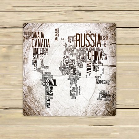 ECZJNT World Map Countries Name Lumber Beach Bath Towels Shower Towel For Home Outdoor Travel 13x13 Inch