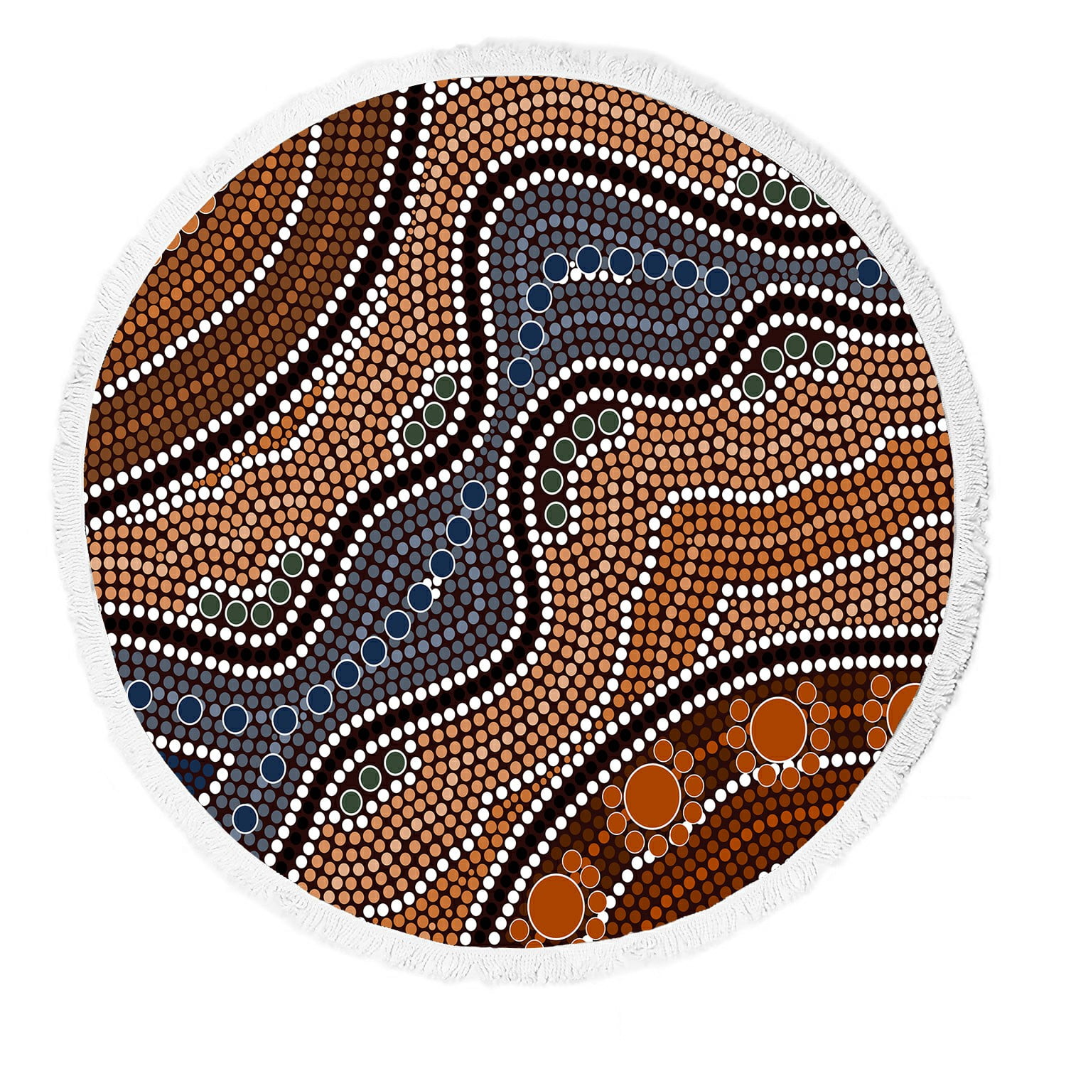 ECZJNT aboriginal style of dot painting depicting river Beach Towel