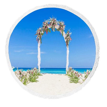 ECZJNT beach wedding venue cabana arch gazebo flowers beach Beach Towel Beach Blanket Beach Yoga Mat