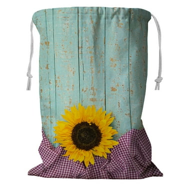 ECZJNT beautiful sunflower blossom Storage Basket Laundry Bag with Drawstring 18x24 Inch