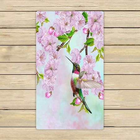 ECZJNT bird hummingbird branches cherry blossoms spring Beach Bath Towels Shower Towel For Home Outdoor Travel 16x28 Inch