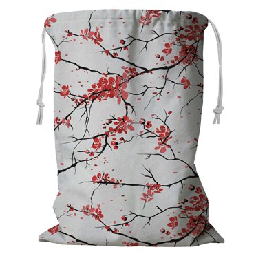 ECZJNT cherry or sakura pattern Storage Basket Laundry Bag with Drawstring 18x24 Inch