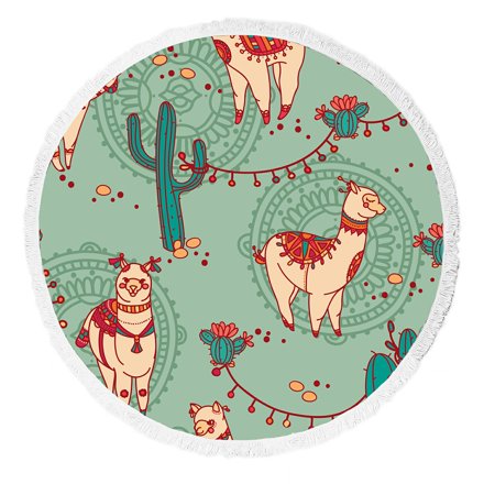 ECZJNT cute doodle alapaca in boho style and cactus Beach Towel Beach Blanket Beach Yoga Mat