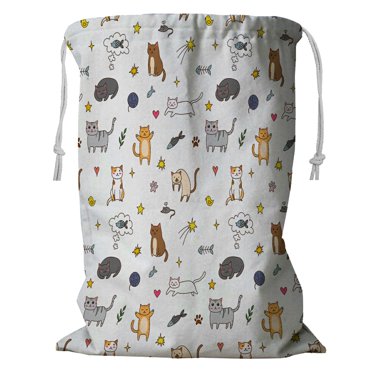 ECZJNT cute funny cats Storage Basket Laundry Bag with Drawstring 18x24 Inch