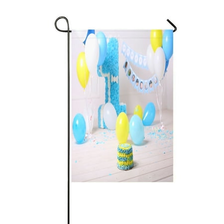 ECZJNT first birthday smash the cake Outdoor Flag Home Party Garden Decor 12x18 Inch