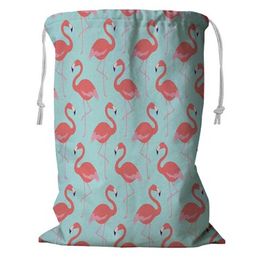 ECZJNT flamingo bird pattern Storage Basket Laundry Bag with Drawstring 18x24 Inch