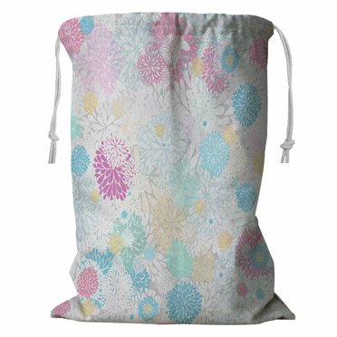 ECZJNT floral Storage Basket Laundry Bag with Drawstring 18x24 Inch