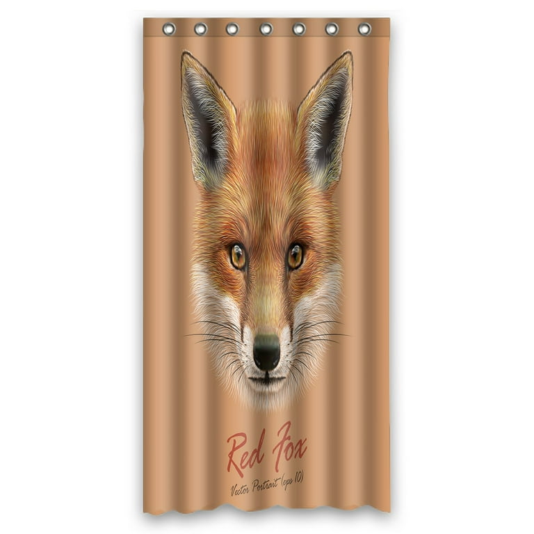ECZJNT fluffy face forest Fox Shower Curtain And Hooks For Home Decor 36x72  Inch
