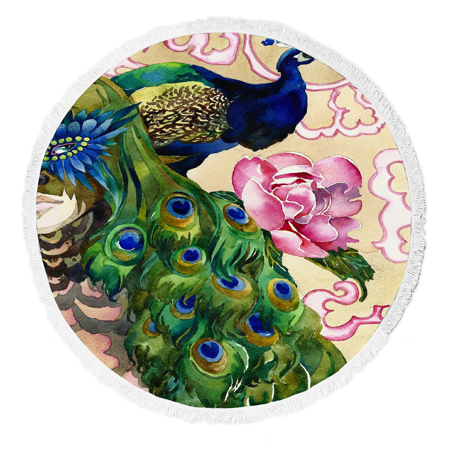 ECZJNT king of peacocks watercolor Beach Towel Beach Blanket Beach Yoga