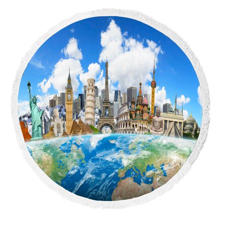 ECZJNT landmarks world surrounding planet Earth Beach Towel Beach Blanket Beach Yoga Mat