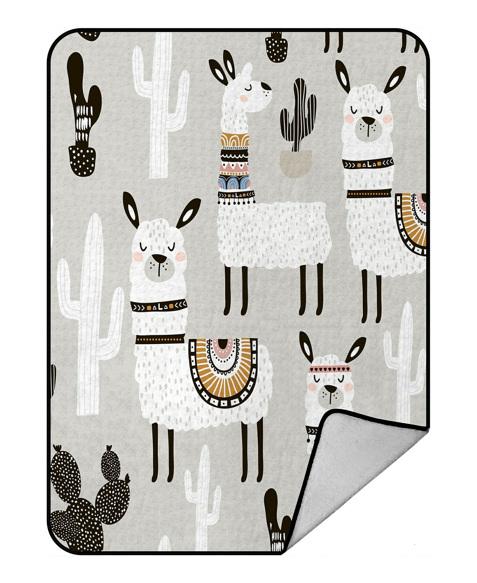 ECZJNT llama cactus Throw Blanket Fleece Blankets Plush Blanket 58x80