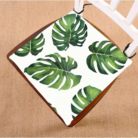 ECZJNT monstera leaves pattern on white seat pad chair pads seat cushion 16x16 Inch