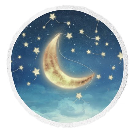 ECZJNT night sky with fantastic moon Beach Towel Beach Blanket Beach Yoga Mat