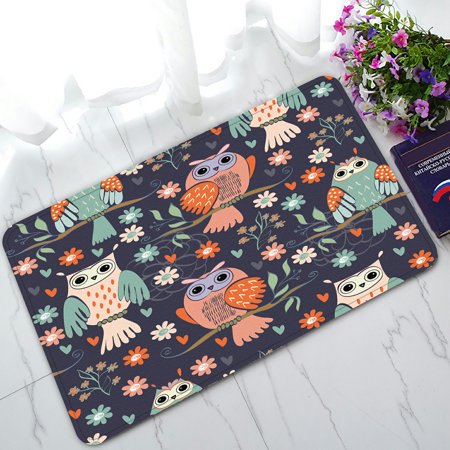 ECZJNT owl sitting on the branches Doormat Bath Mat Rug Entrance Rug Floor Mats 30x18 Inch