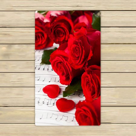 ECZJNT roses with musical notes for Valentine's day Beach Bath Towels Shower Towel For Home Outdoor Travel 16x28 Inch