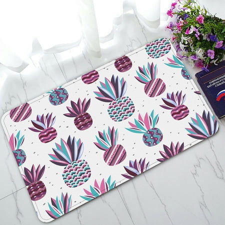 ECZJNT summer flat pineapples bright dots Pink violet Doormat Bath Mat Rug Entrance Rug Floor Mats 30x18 Inch