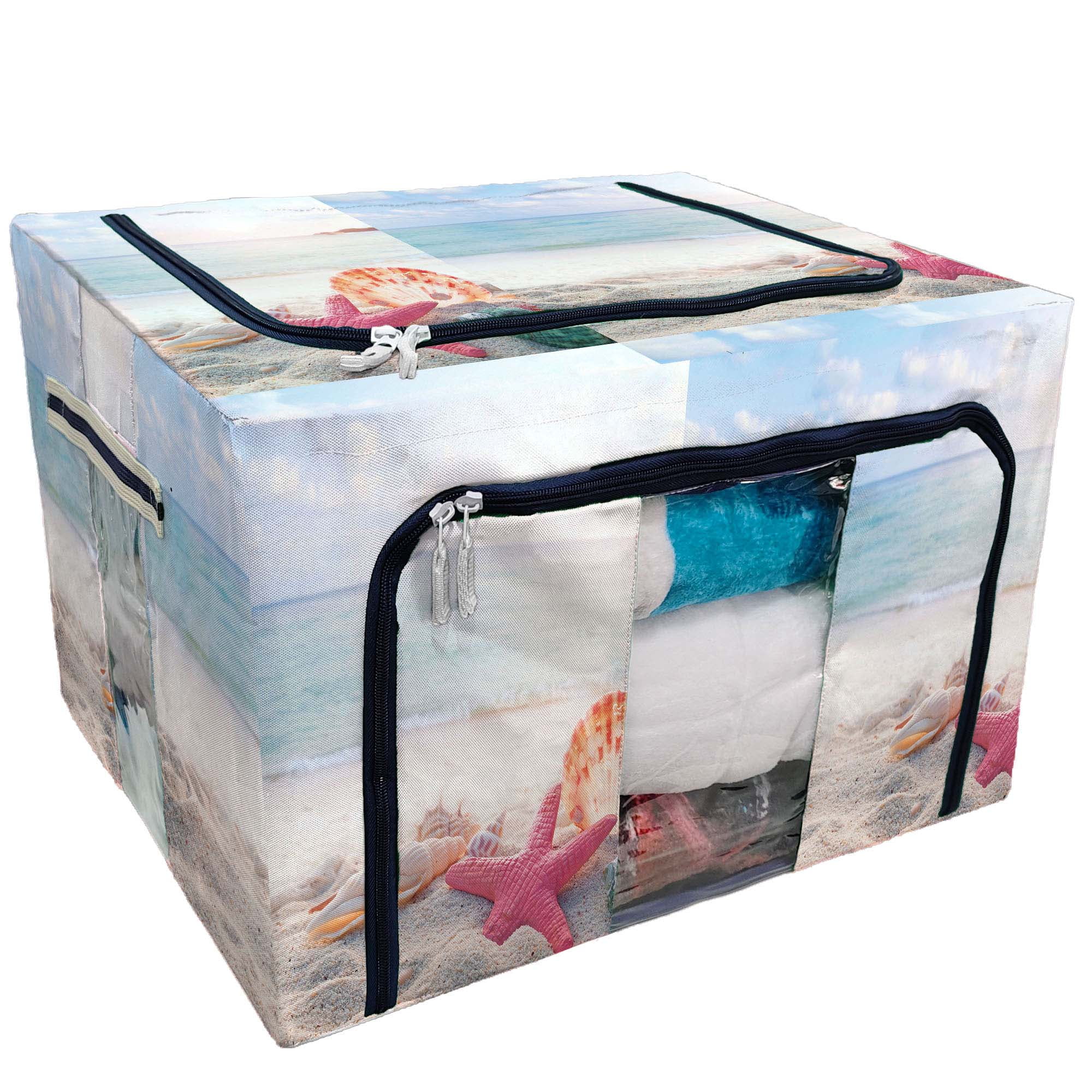 ECZJNT summertime tropical beach starfish shells coral on sandbar blur ...