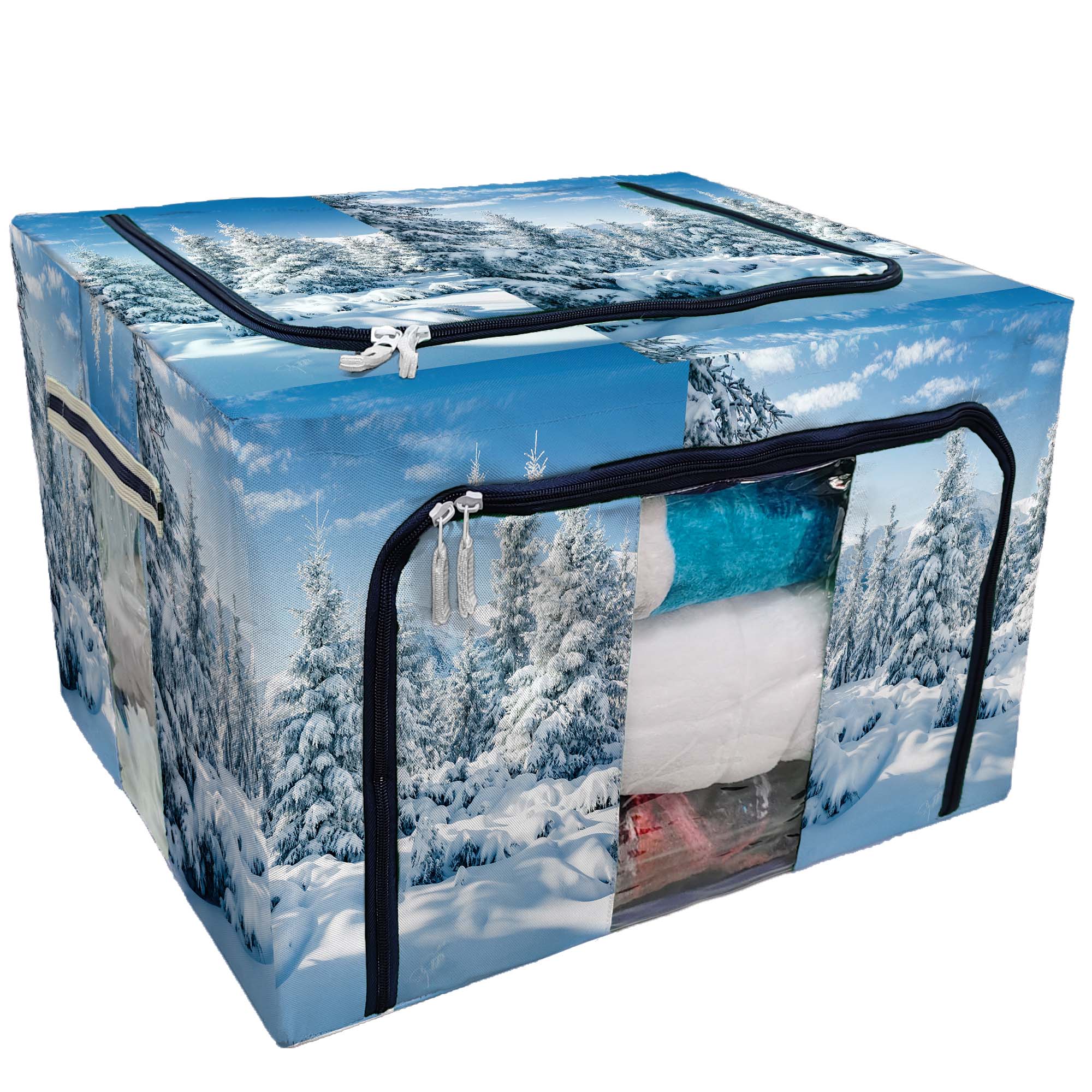 Scene Storage ECZJNT sunlight gorgeous wintry scene Storage Bag Clear Window Storage ...