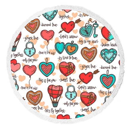 ECZJNT valentine objects heart funny text Beach Towel Beach Blanket Beach Yoga Mat