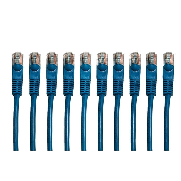 ECore Cables 530-01 BL 1' Cat5e Ethernet Patch Cable - Snagless Boot - RJ45 - 10 Pack - Blue