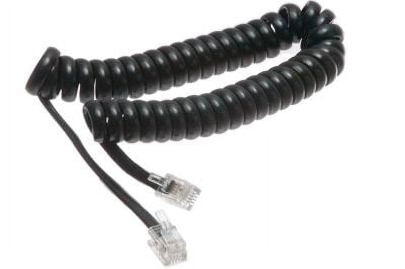 ECore Cables Black Coiled Telephone Handset Cord 6 Foot Short Length
