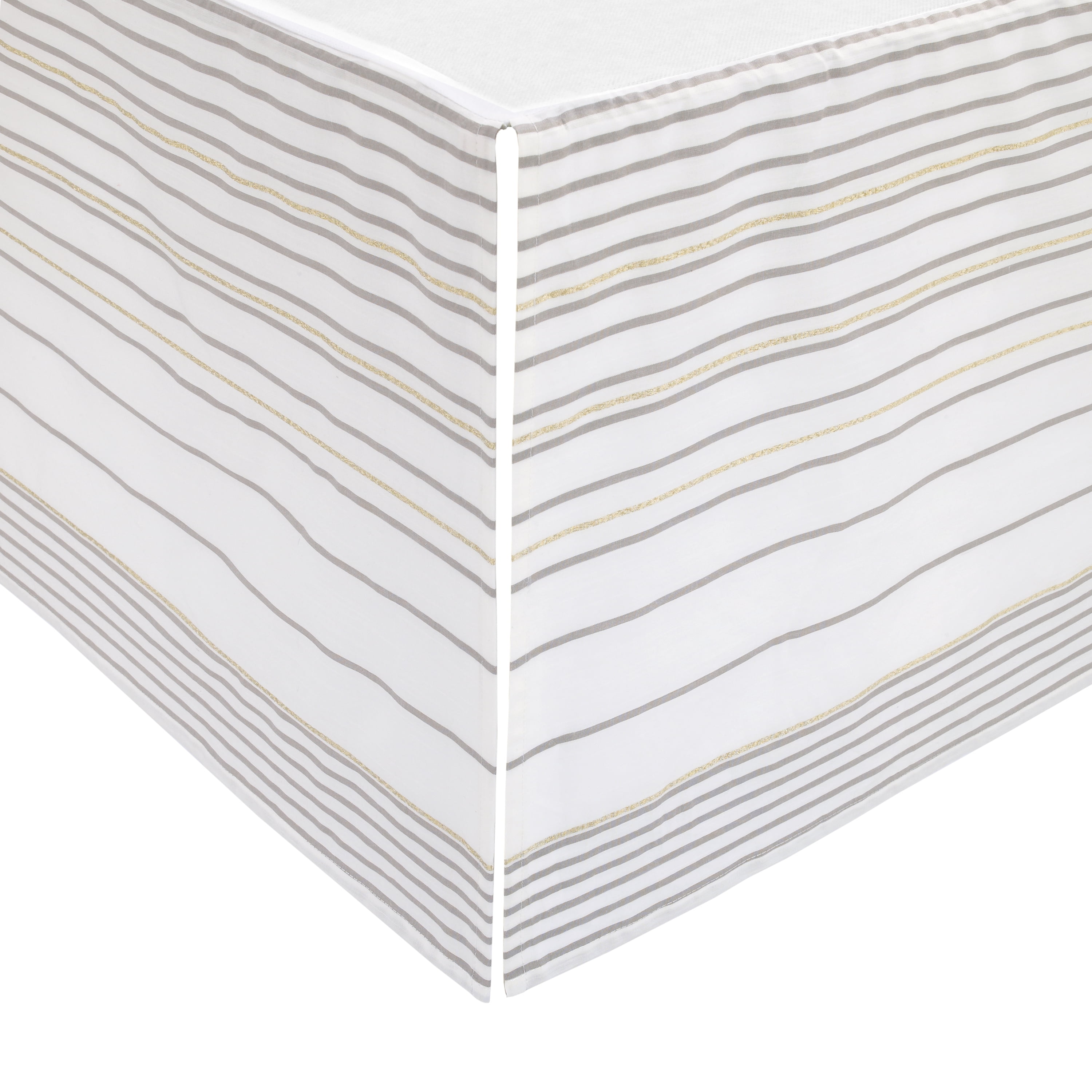 ED Ellen DeGeneres Starry Night - Soft 100% Cotton Grey, Gold, White Multi Stripes Crib Skirt