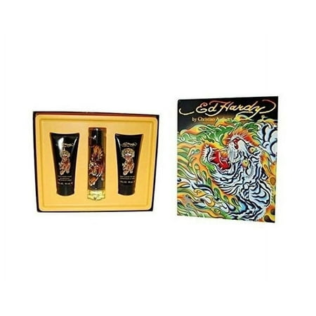 ED HARDY 3-Piece Eau De Toilette Set for Men with Body Lotion