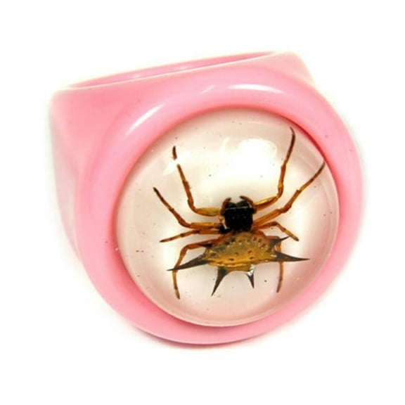 ED SPELDY EAST R0025-7 Ring  Spiny Spider  Pink with White Background  Size 7