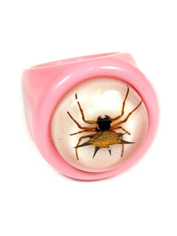 R0025-7 Ring Spiny Spider Pink with White Background Size 7