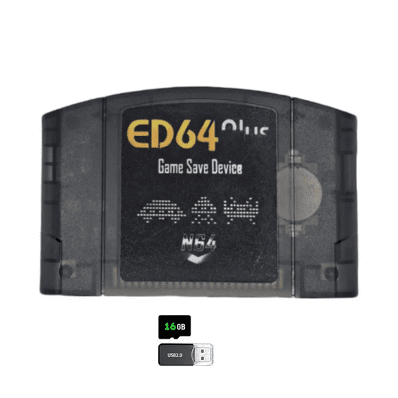 ED64 Game Cartridge Card for 64 N64 Console US Version ,16G (800+) Game(Black Transparent Shell)
