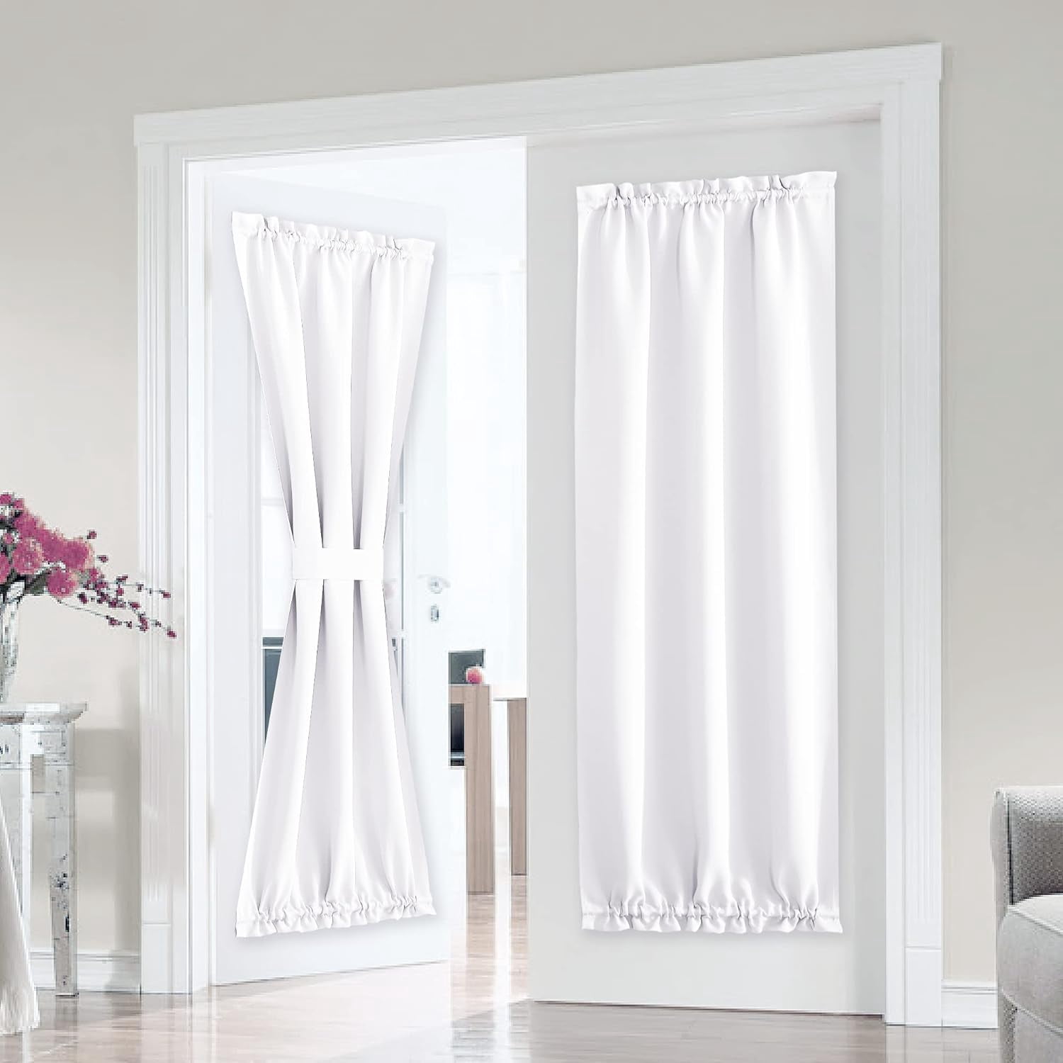 EDASCV-Pure White Blackout Curtain for French Door - Thermal Insulated