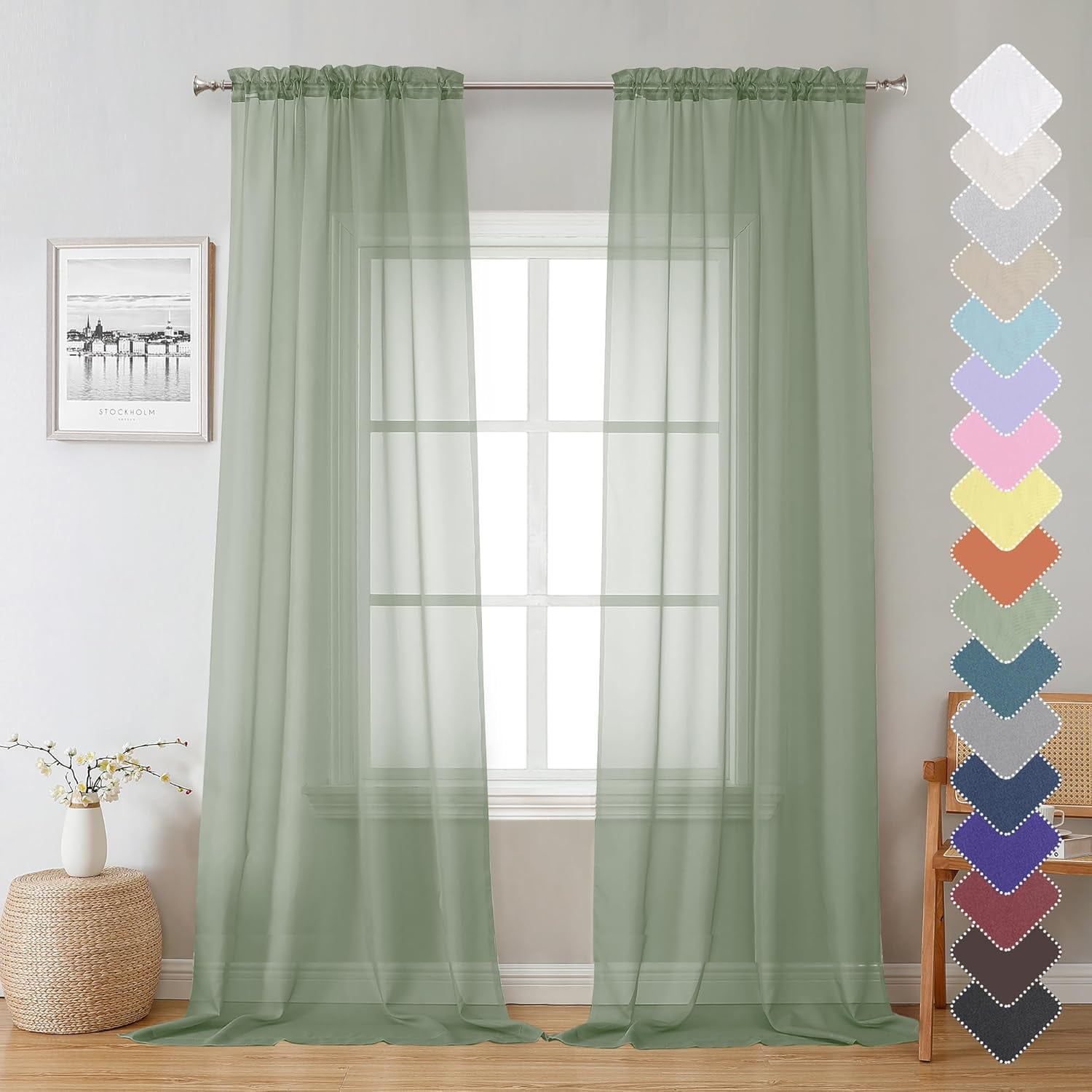 Sheer Curtains Sage Greennull